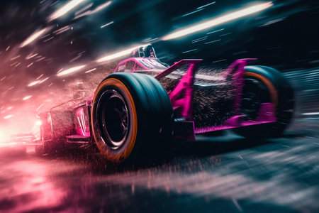 Formula One pink car with sparks