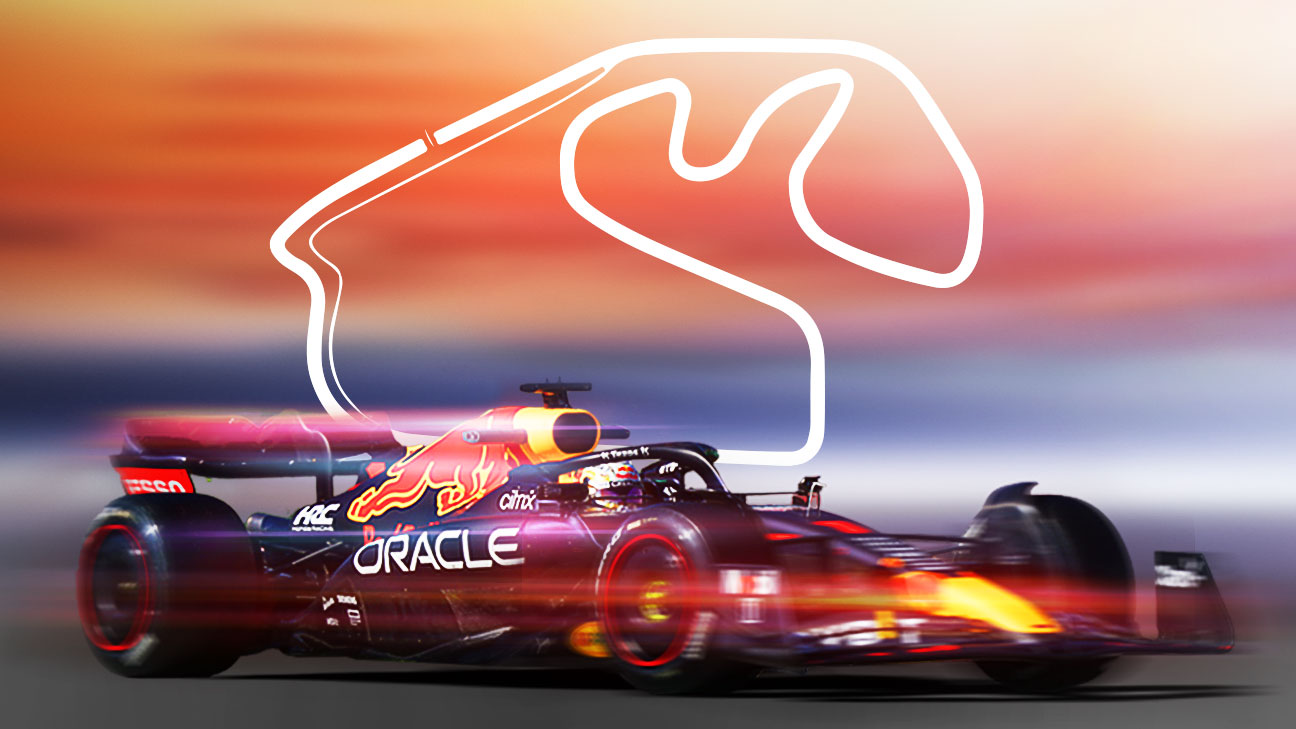 Red Bull Racing car with sunset and track overlay