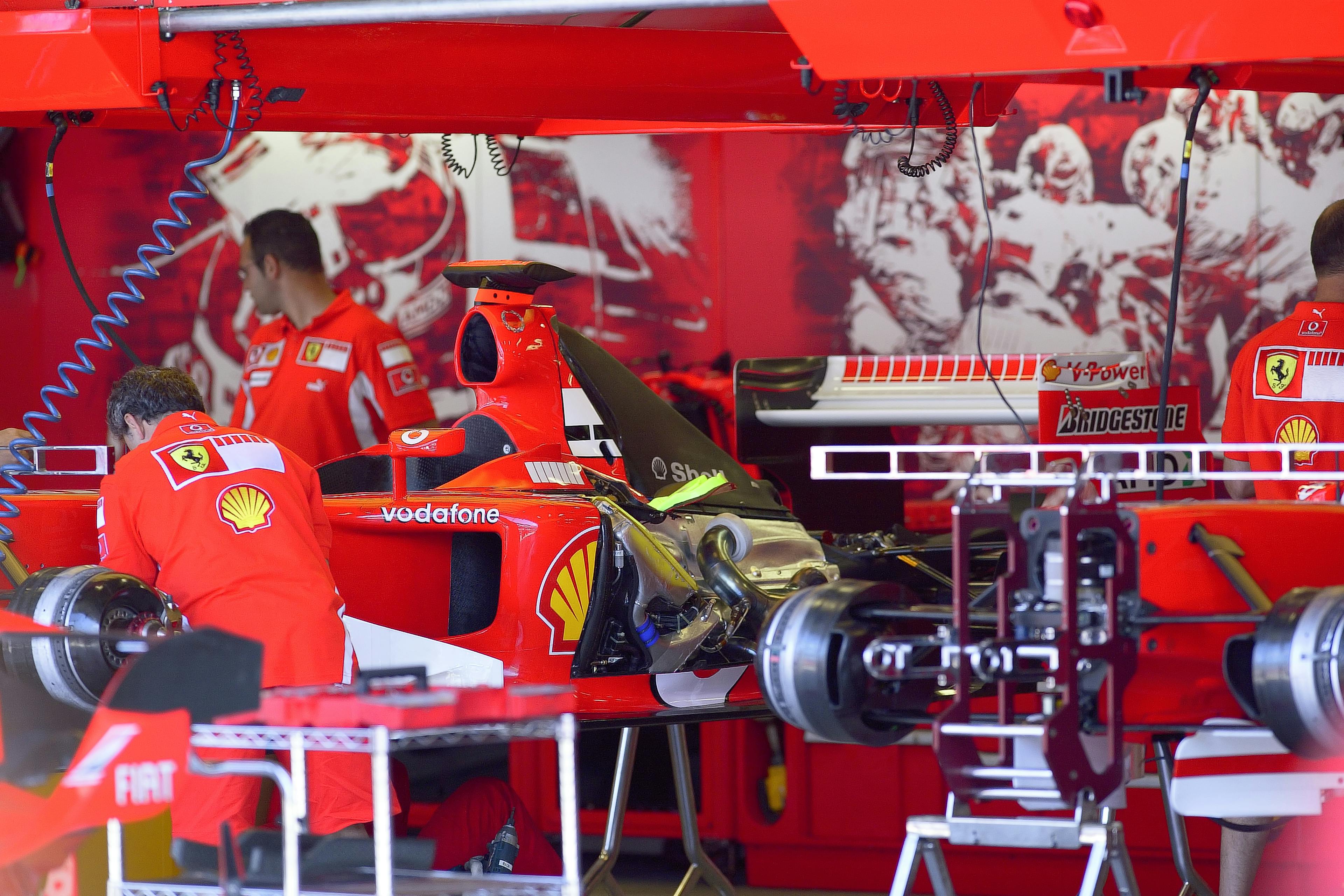 Formula One Team Ferrari in garage